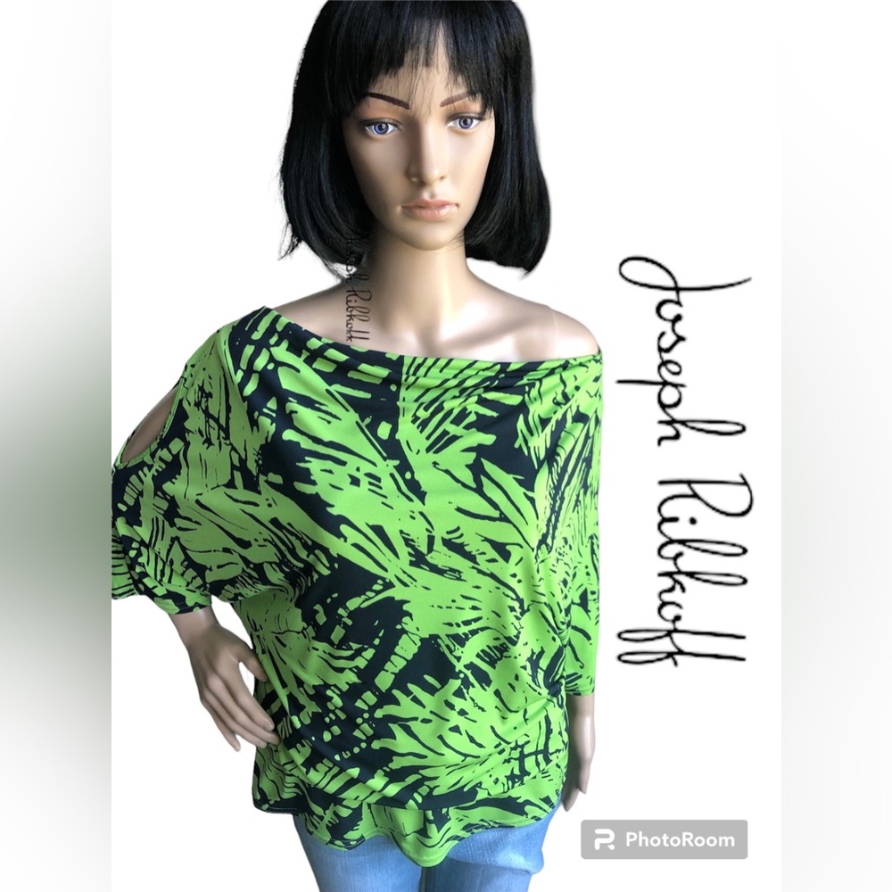 Joseph Ribkoff Navy and Green Top